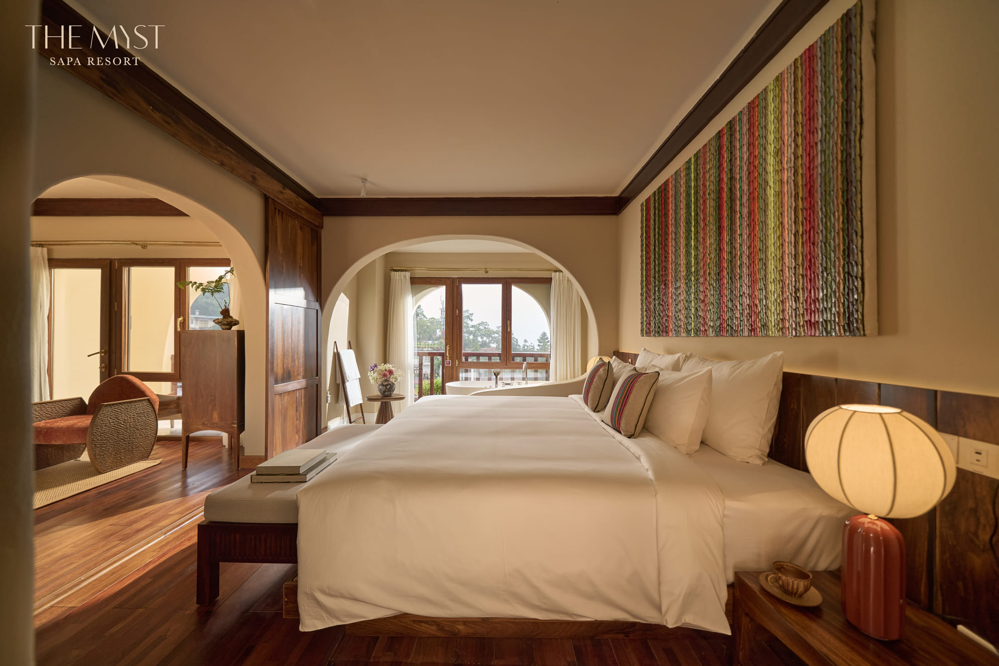 Warm bedroom interior at The Myst Sapa